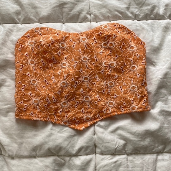 Strapless orange floral top - Picture 1 of 2